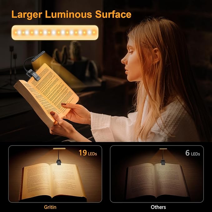 Lampe De Lecture 19 LED Rechargeable – Gradation Continue & 3 Couleurs